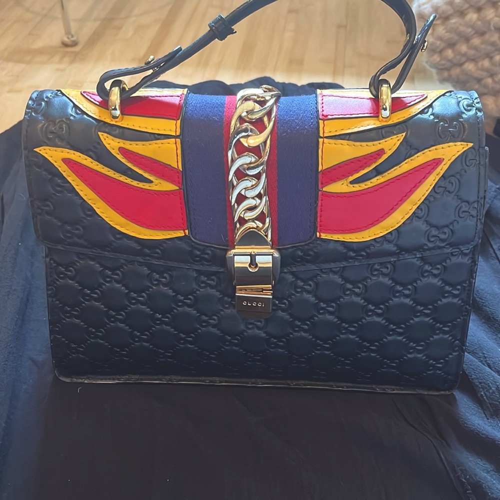 USED Medium Gucci Sylvie 1969 Flames Bag